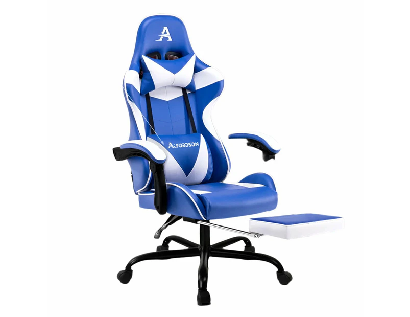 Executive Gaming Chair Footrest Vogler - Blue And White