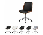 Wooden Office Chair Pu Leather Seat - Renzo - White