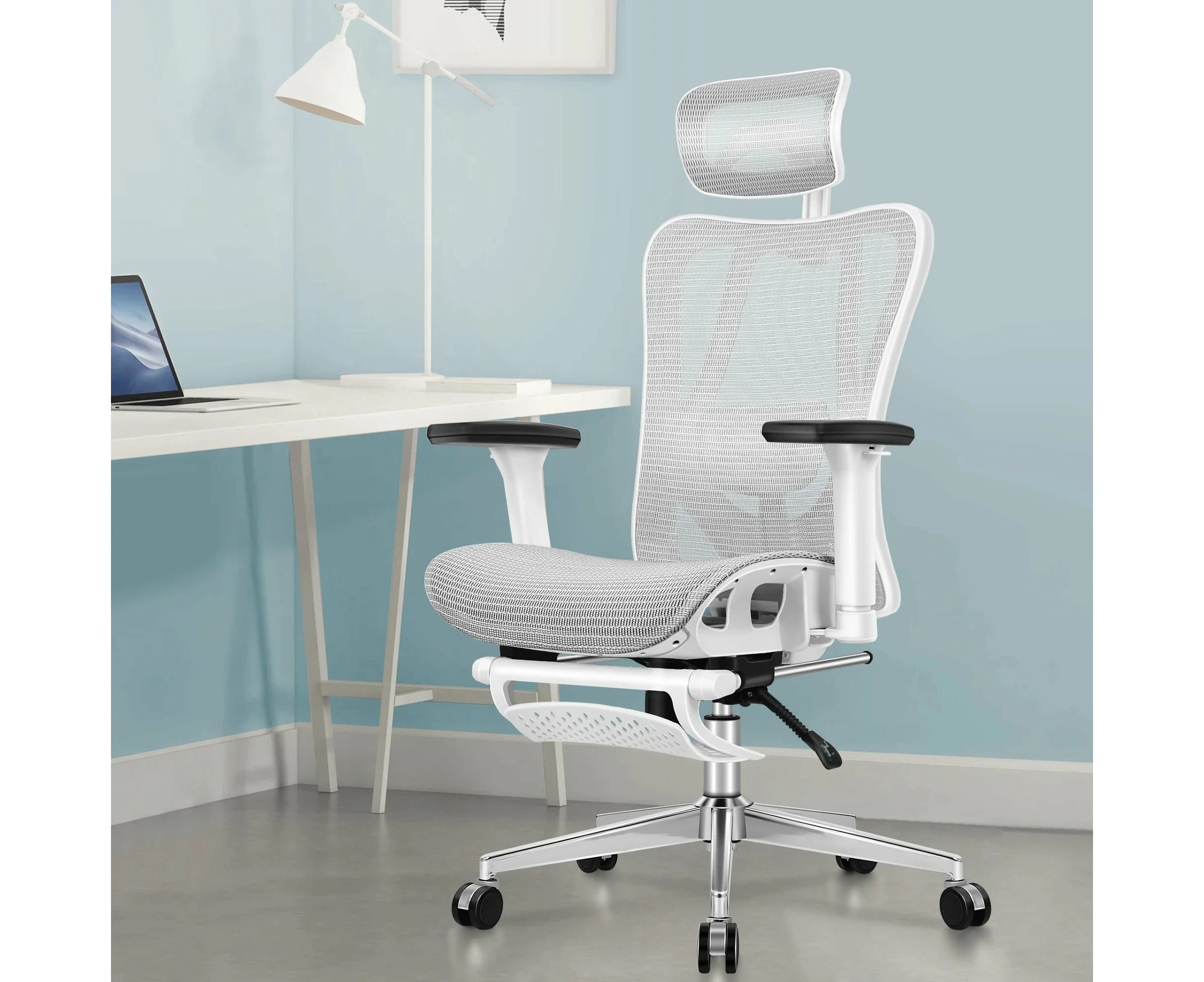 Mesh Ergonomic Office Chair For Computer - White Grey