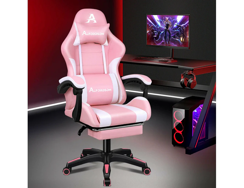 Extra Large Gaming Chair Footrest Pu Leather - Elite-Pink