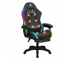 Rgb Led Massage Gaming Chair Footrest - Fabric Dark Grey