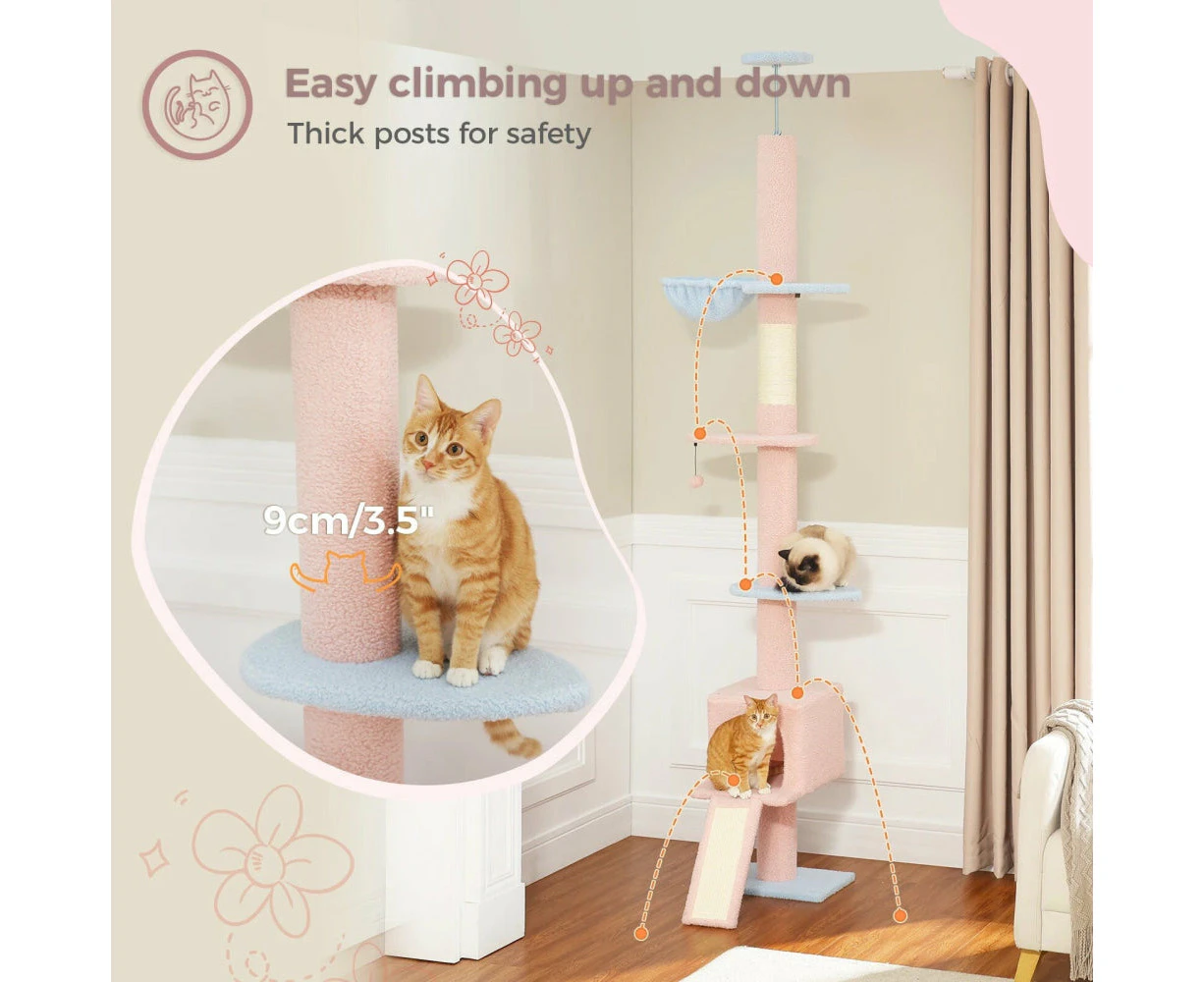 Adjustable 5 Tier Cat Tree Tower For Indoor Climbing - Blue