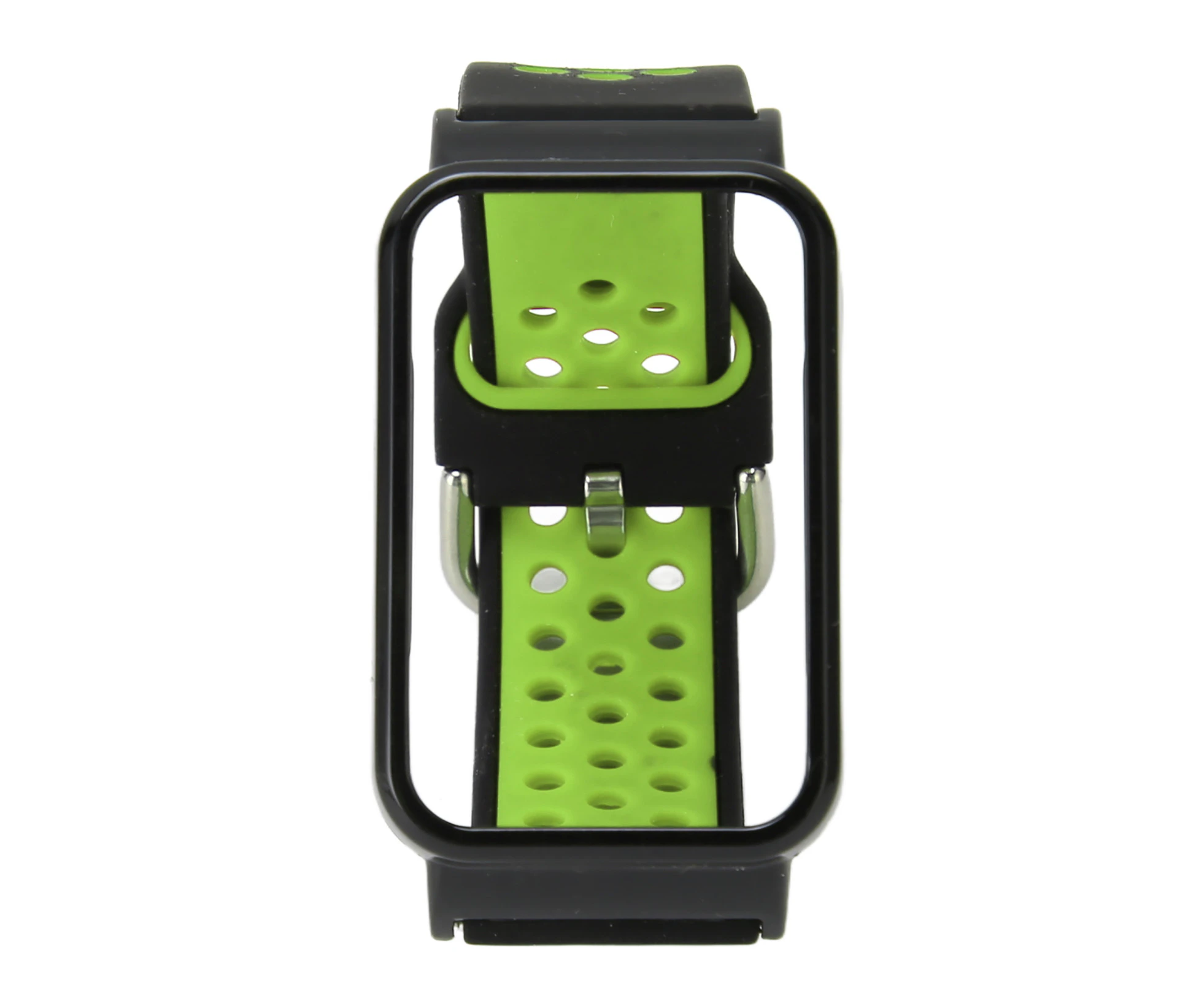 Breathable Silicone Watch Strap Band With Protective Bumper Case Accessory Fit For Mi Band 7 Pro Black Green And Black Case