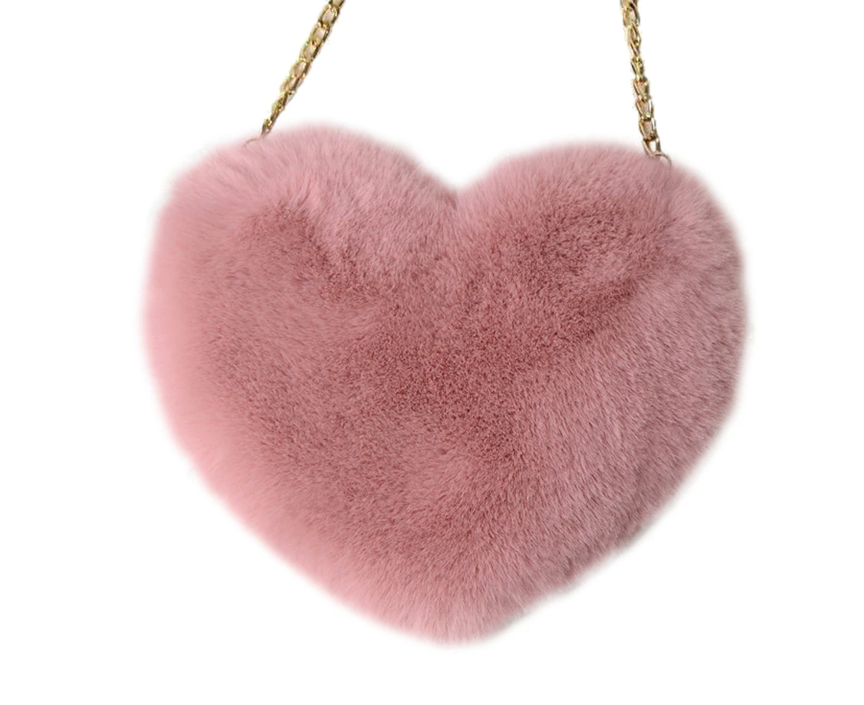 Cellphone Purse Plush Heart Shaped Crossbody Bag With Chain,Style4