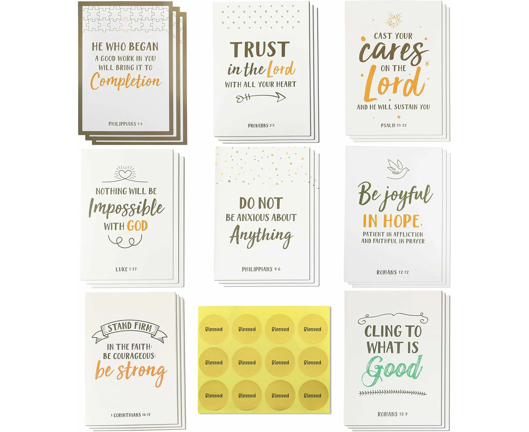 Dessie® 56 Inspirational Christian Cards with Uplifting Verses and Unique Designs, 5” x 7”