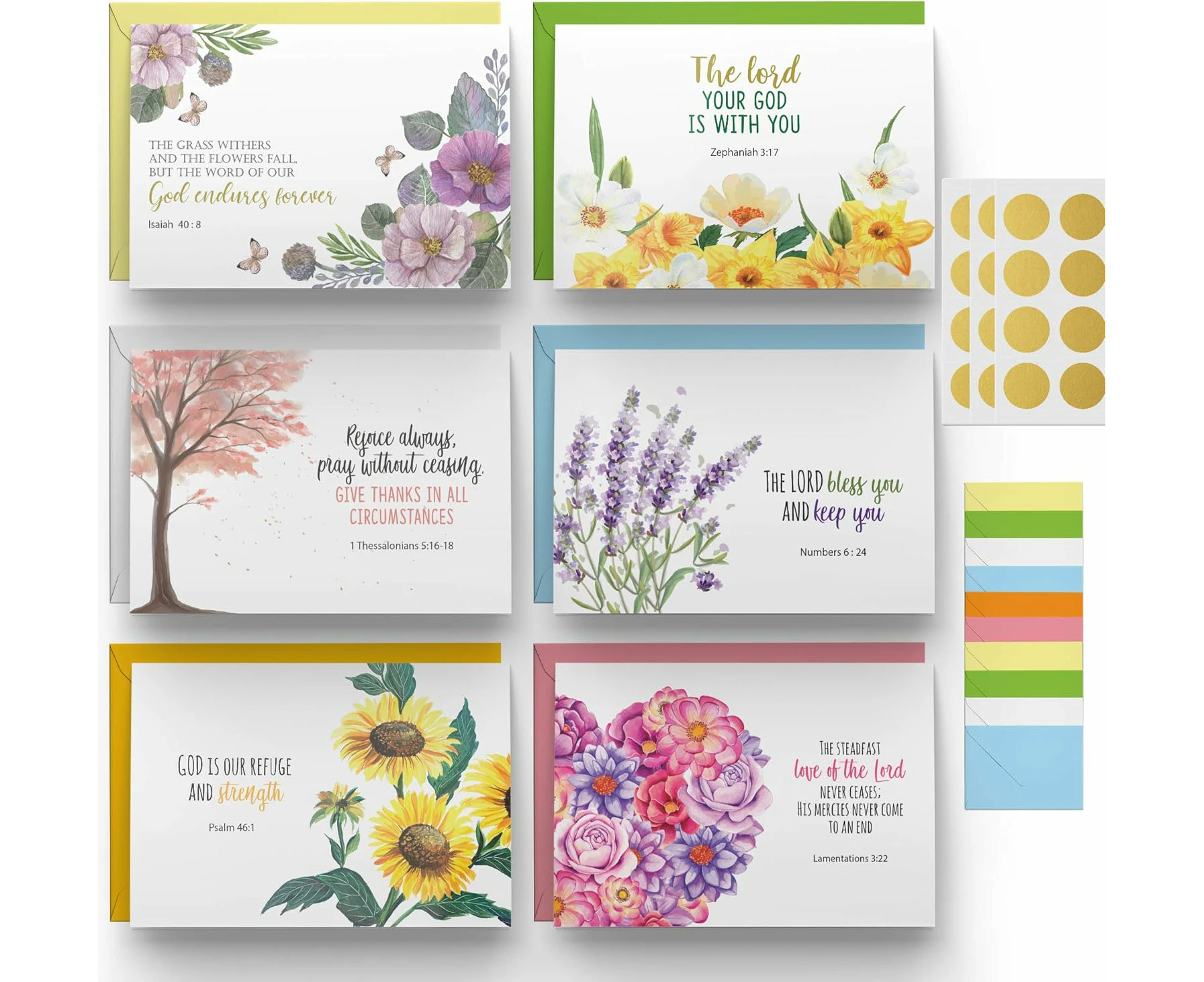 Dessie® 60 Inspirational Christian Cards with Uplifting Verses and 8 Designs, 4” x 6”