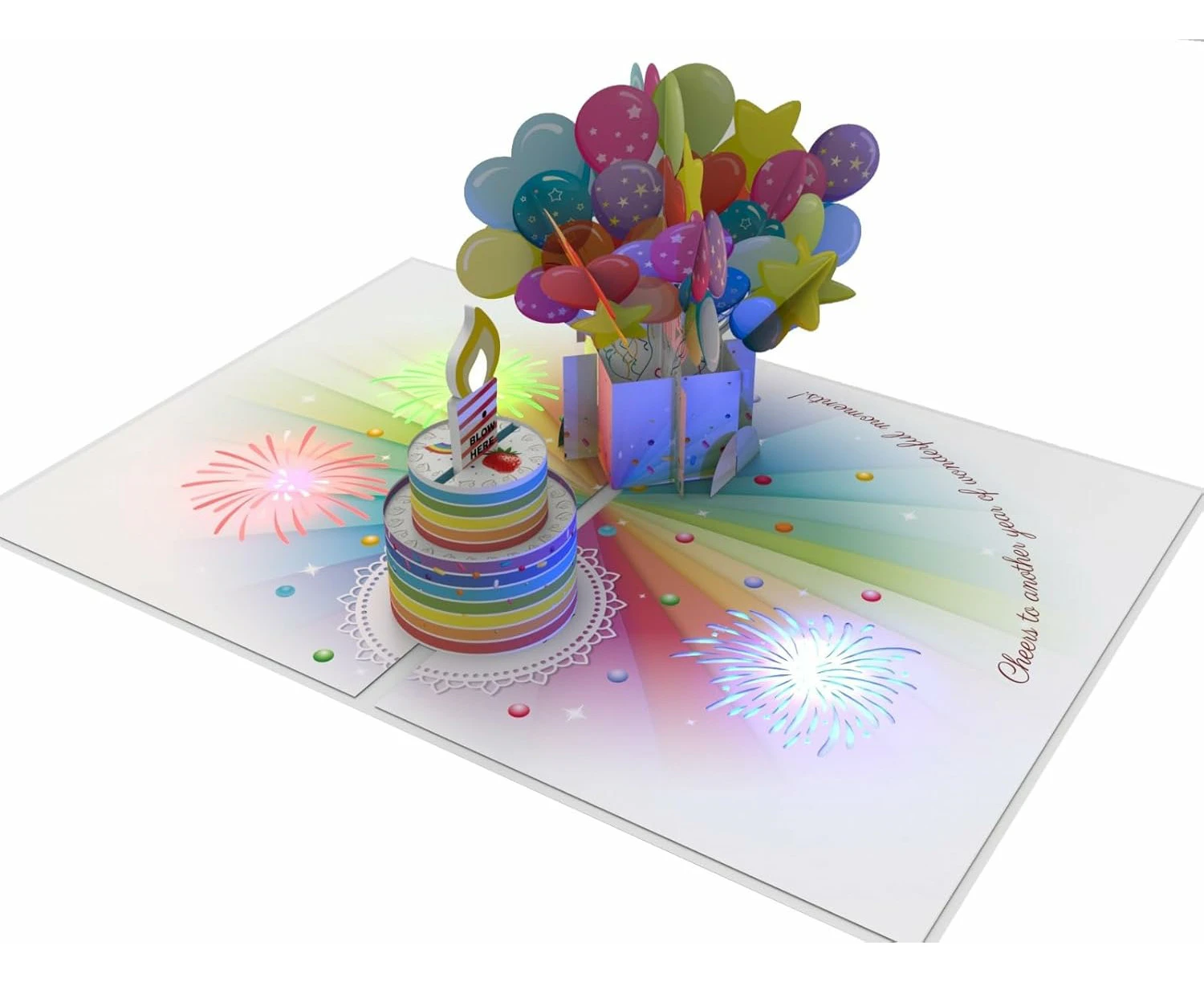 Dessie® Fun Surprise 3D Pop Up Happy Birthday Card with Music, Lights and Envelope 7” x 7