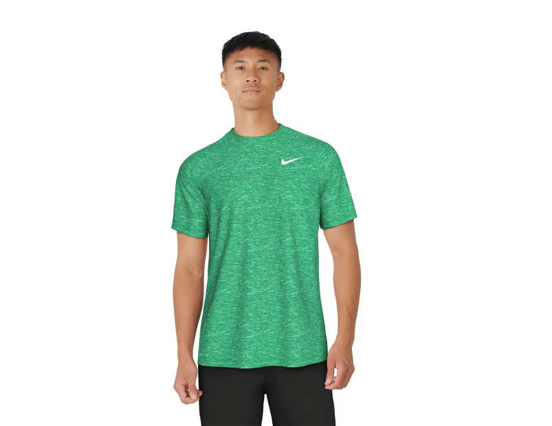 Nike Swim Men's Heather Short Sleeve Hydroguard Top - Stadium Green