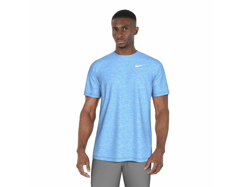 Nike Swim Men's Heather Short Sleeve Hydroguard Top - University Blue