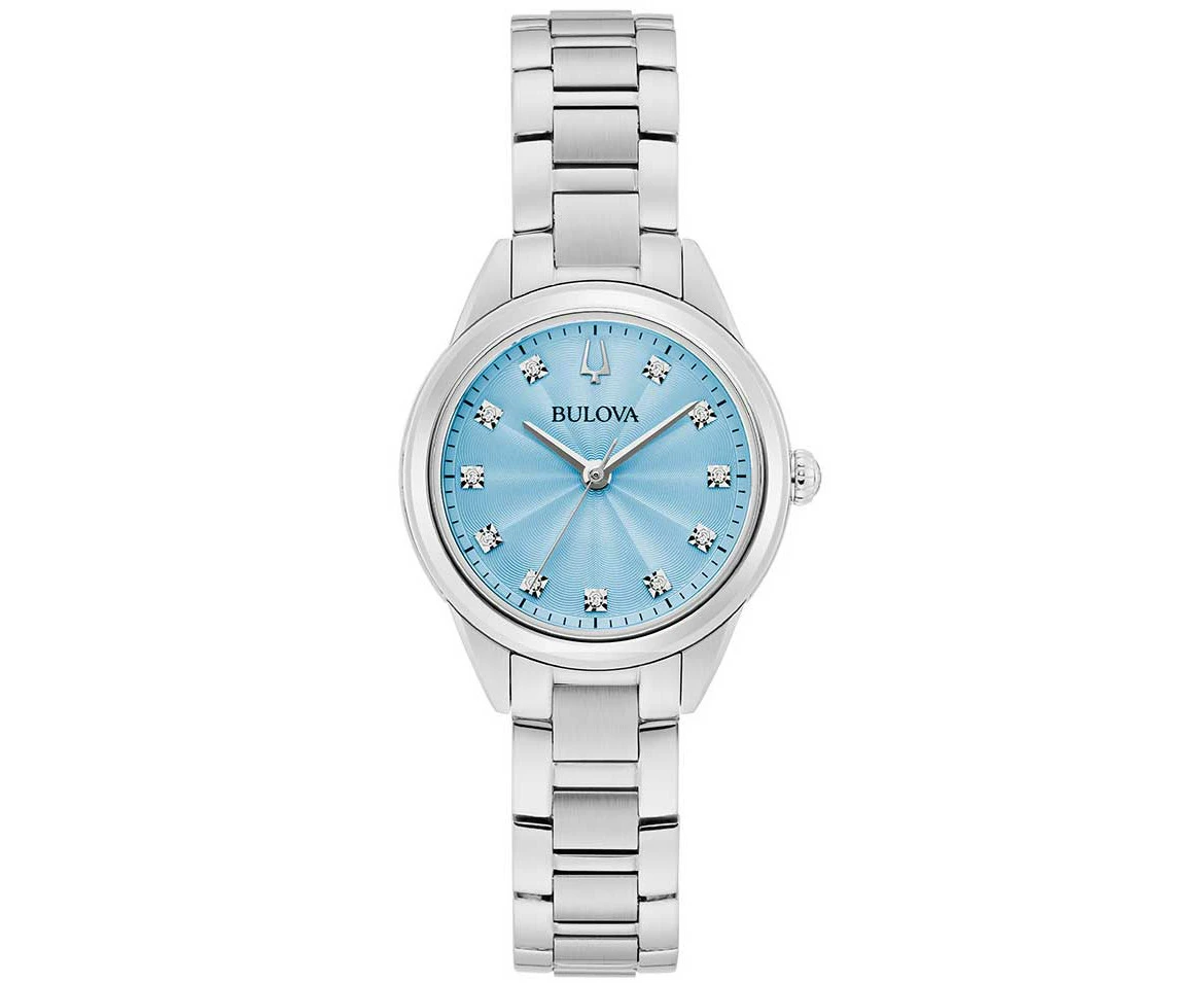 Bulova 96P250 Blue Dial Silver Stainless Steel Womens Watch