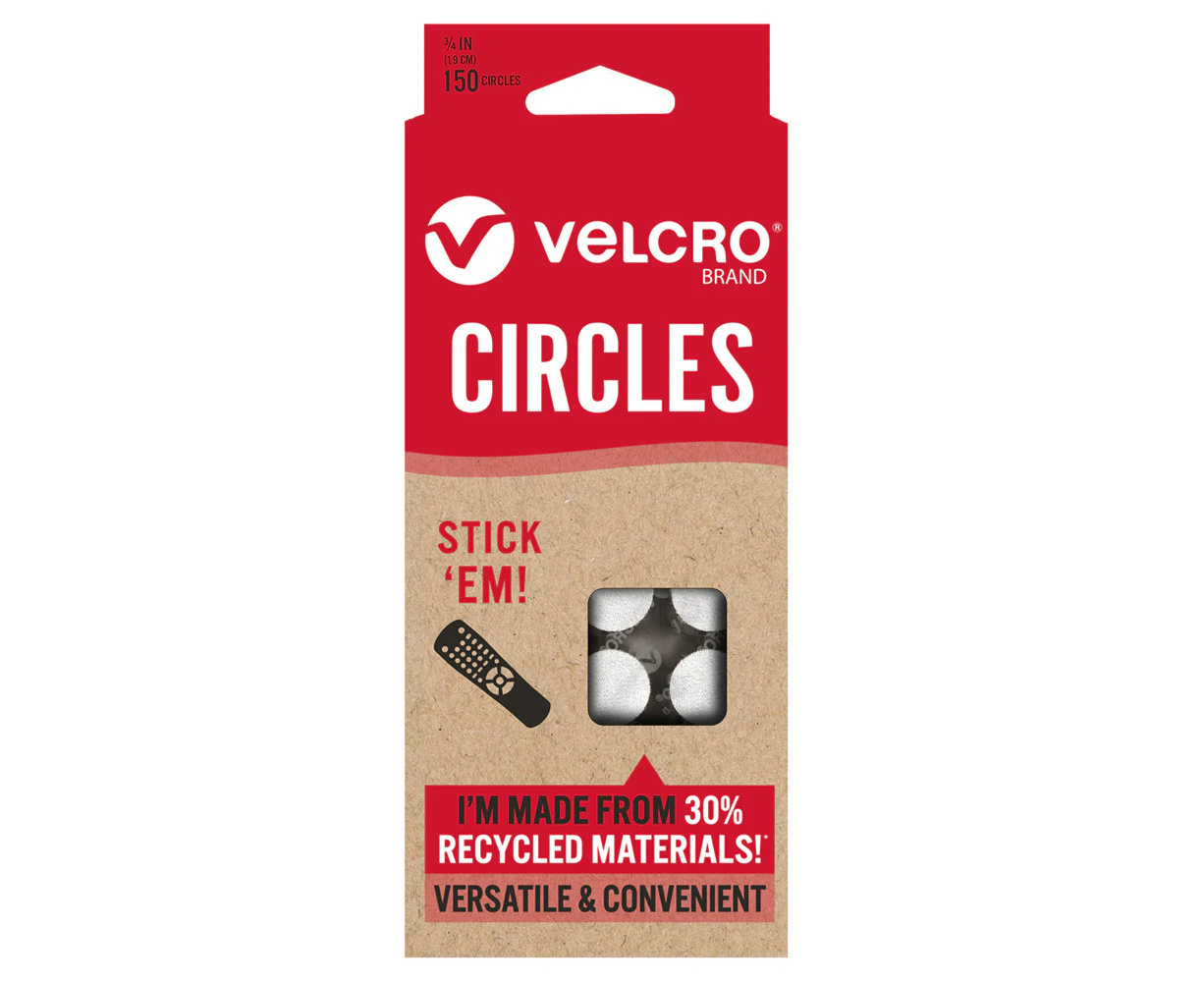 150pc Velcro Eco Collection General Purpose Quick & Easy Stick'em Circles 19mm