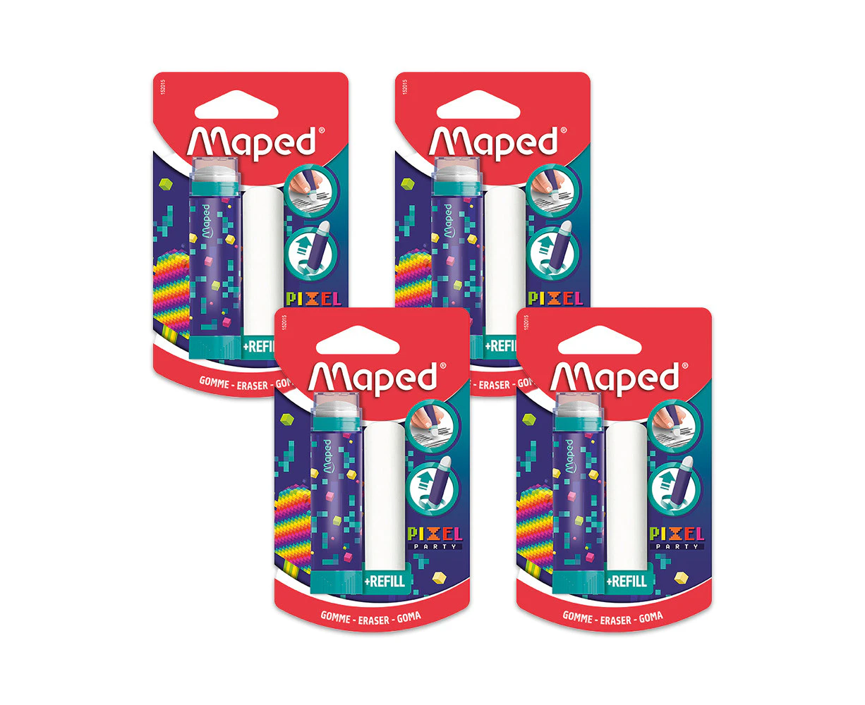 4x Maped Pixel Party Efficient and Precise Rotating Tube Eraser with Refill