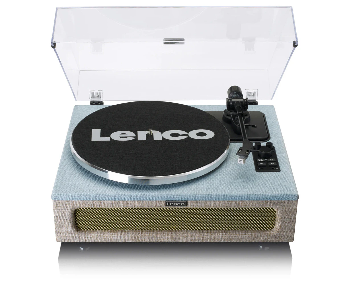 Lenco Turntable with 4 Built-in Bluetooth Speakers 50W - Blue/Beige Fabric