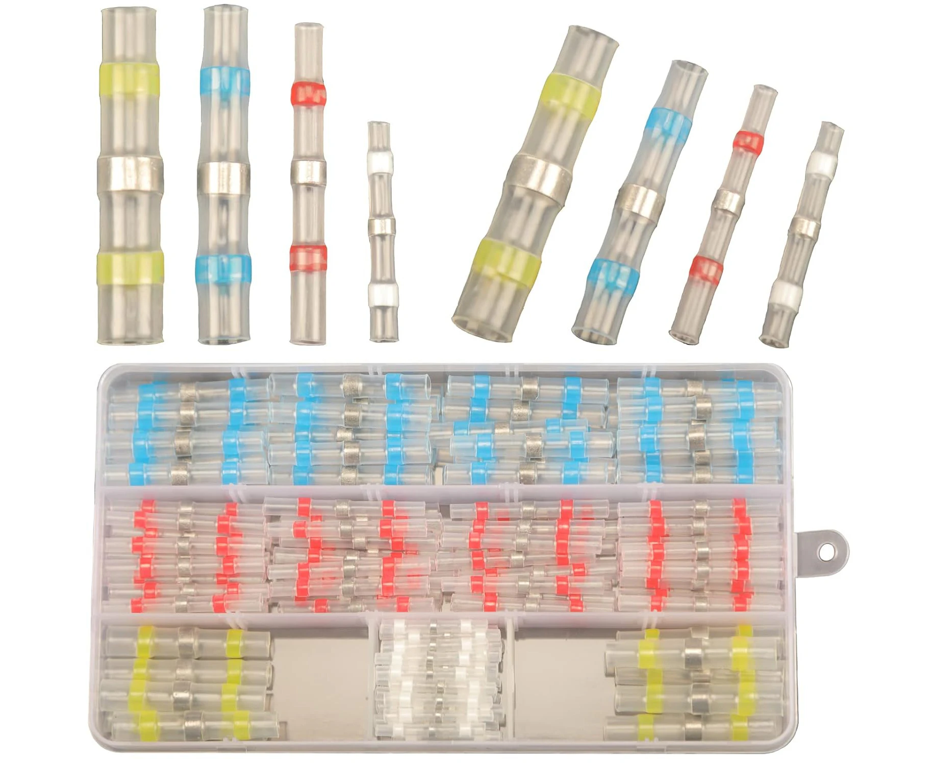 Feggizuli 150PCS Solder Seal Wire Connectors Heat Shrink Wire Connectors, Waterproof Solder Seal Heat Shrink Wire Terminal Connectors Kit Marine Grade Heat