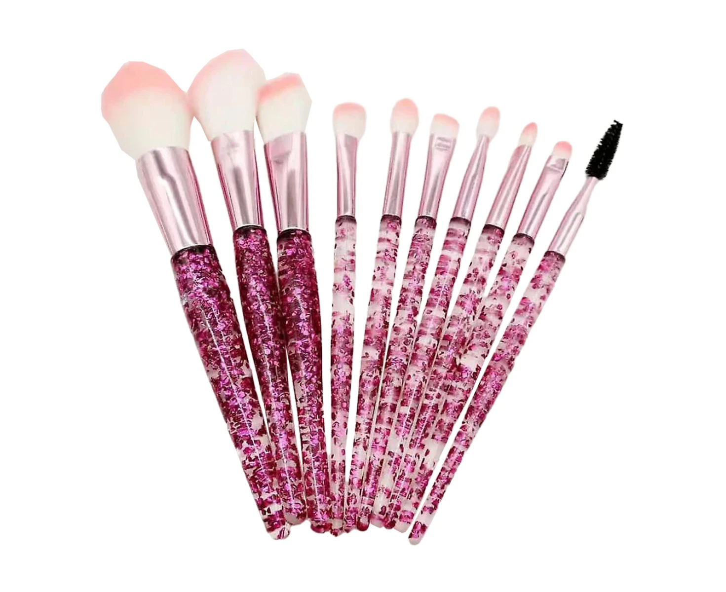 10 PCS Pink Makeup Brushes Crystal Handle Makeup Brush Set for Smudging Foundation Blush Concealer Highlighter Eyeshadow Brush Set