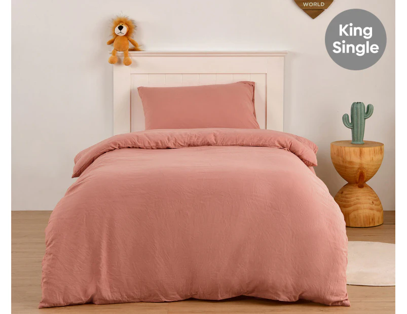 Daniel Brighton Kids Micro Luxe King Single Quilt Cover Set - Pink Clay