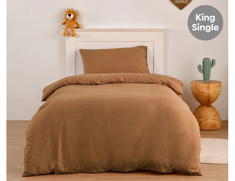 Daniel Brighton Kids Micro Luxe King Single Bed Quilt Cover Set - Rust