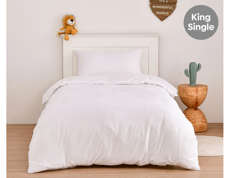 Daniel Brighton Kids Micro Luxe King Single Bed Quilt Cover Set - White