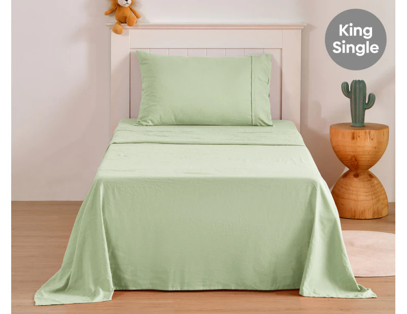 Daniel Brighton Kids Micro Luxe King Single Bed Sheet Set - Sage