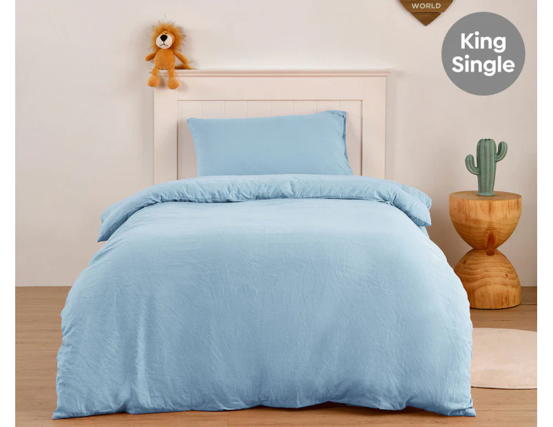 Daniel Brighton Kids Micro Luxe King Single Quilt Cover Set - Light Blue