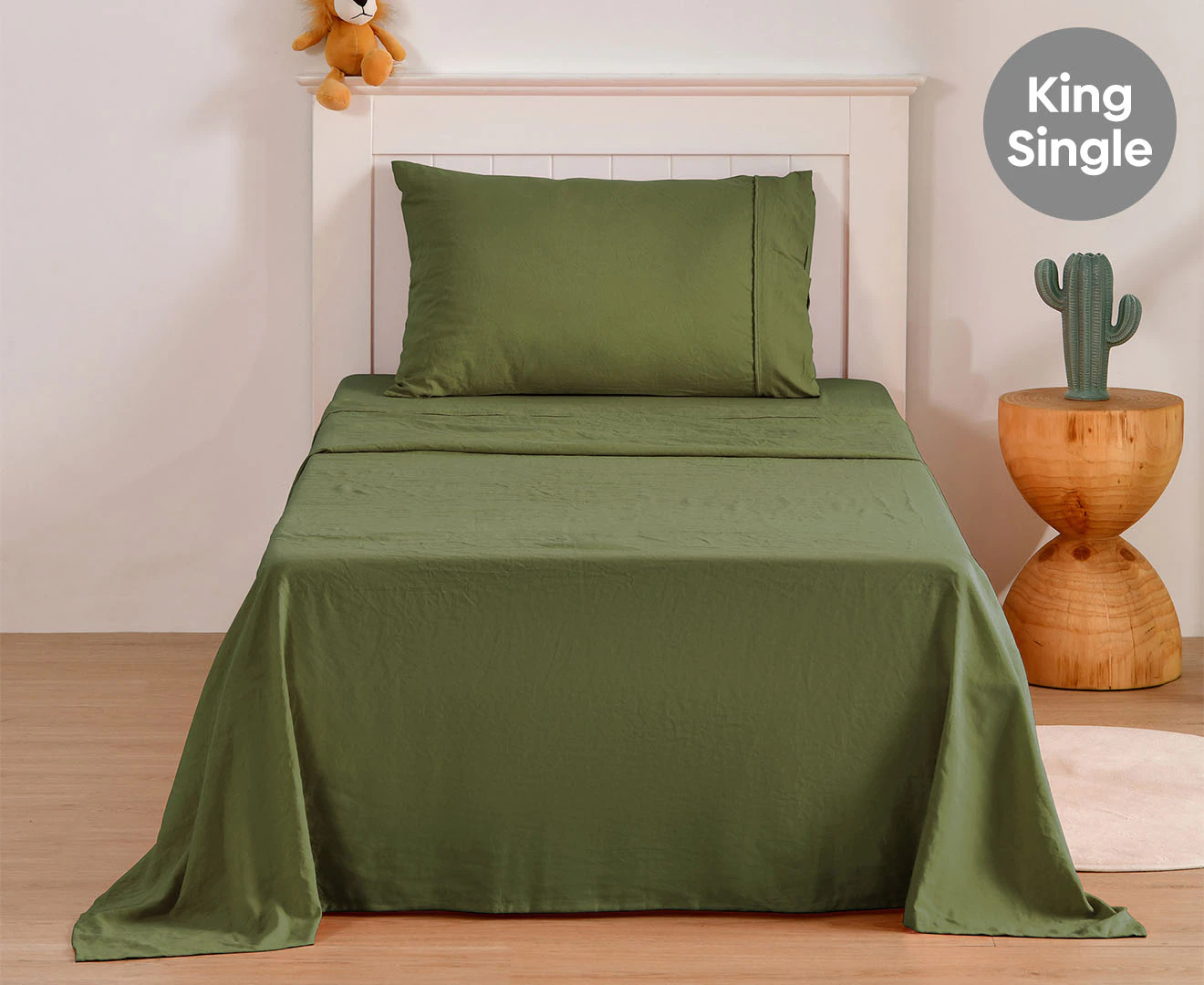 Daniel Brighton Kids Micro Luxe King Single Bed Sheet Set - Khaki