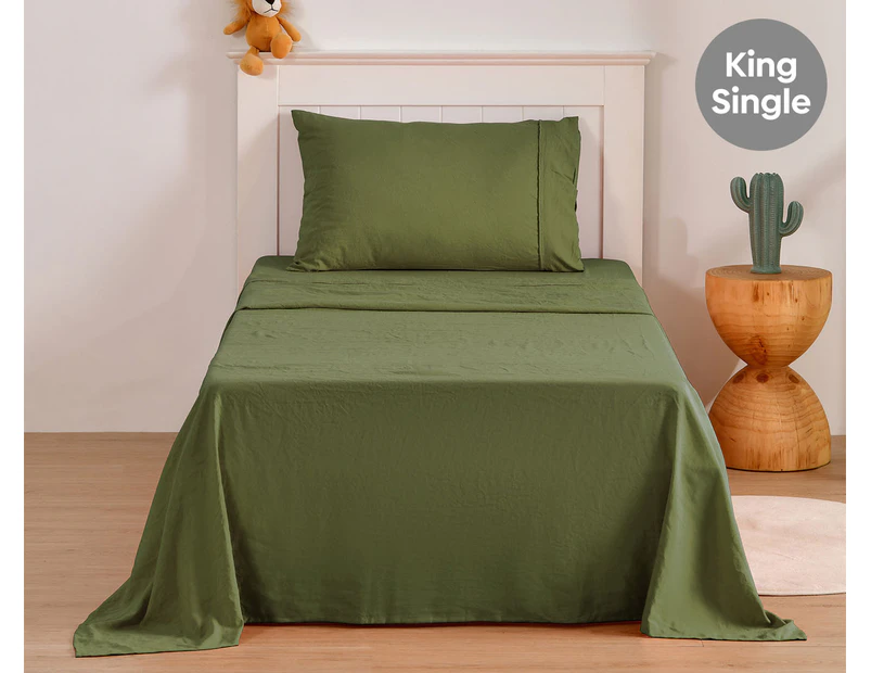 Daniel Brighton Kids Micro Luxe King Single Bed Sheet Set - Khaki