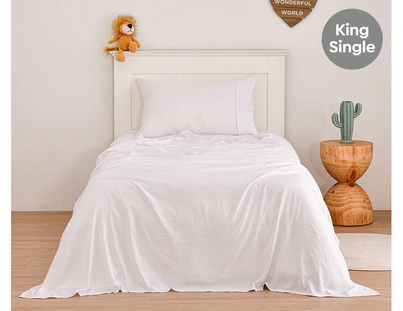 Daniel Brighton Kids Micro Luxe King Single Bed Sheet Set - White