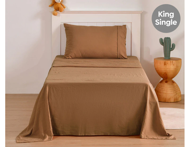 Daniel Brighton Kids Micro Luxe King Single Bed Sheet Set - Rust