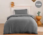 Daniel Brighton Kids Micro Luxe Single Bed Quilt Cover Set - Charcoal