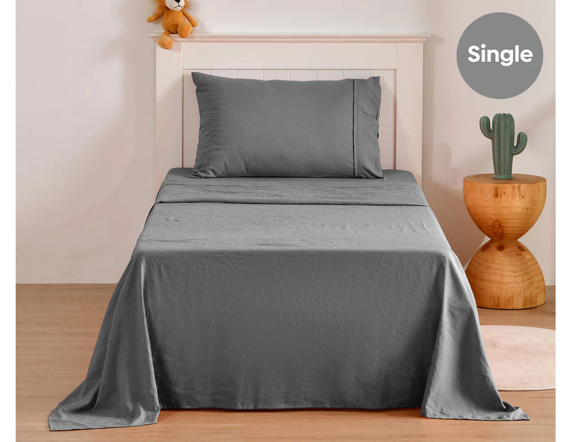 Daniel Brighton Kids Micro Luxe Single Bed Sheet Set - Charcoal