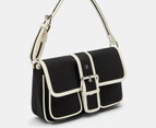 Tony Bianco Oslo Canvas Satchel Shoulder Bag - Black/Beige