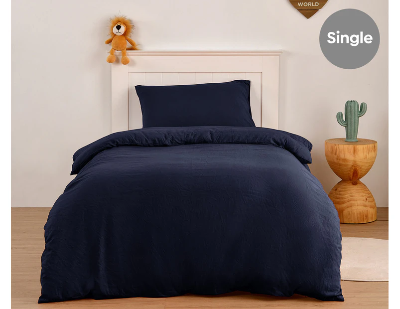 Daniel Brighton Kids Micro Luxe Single Bed Quilt Cover Set - Navy