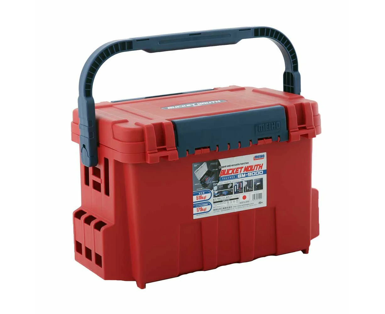 Meiho Bucket Mouth 9000 Heavy Duty Tackle Box 540x340x350mm Red