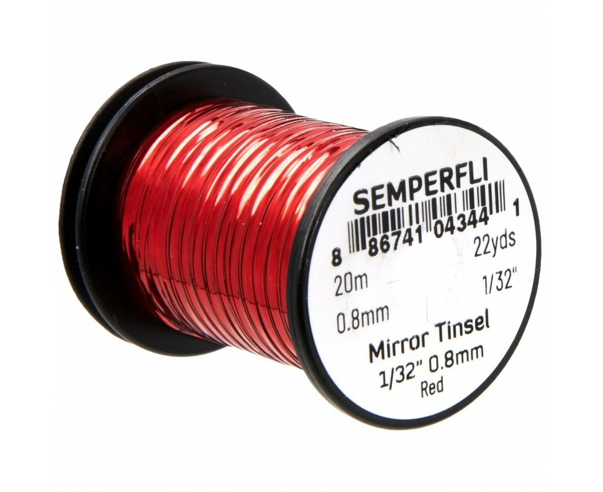 Semperfli Fly Tying Mirror Tinsel 0.8mm x 20m Red