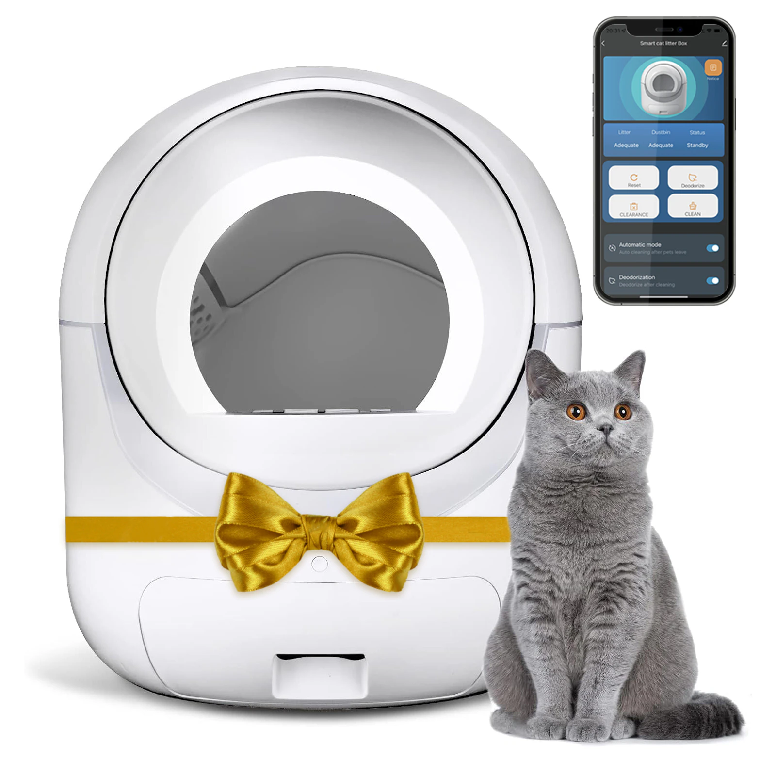 Advwin Self Cleaning Smart Cat Litter Box WiFi App Control, Anti-pinch, Automatic Odor-Removal