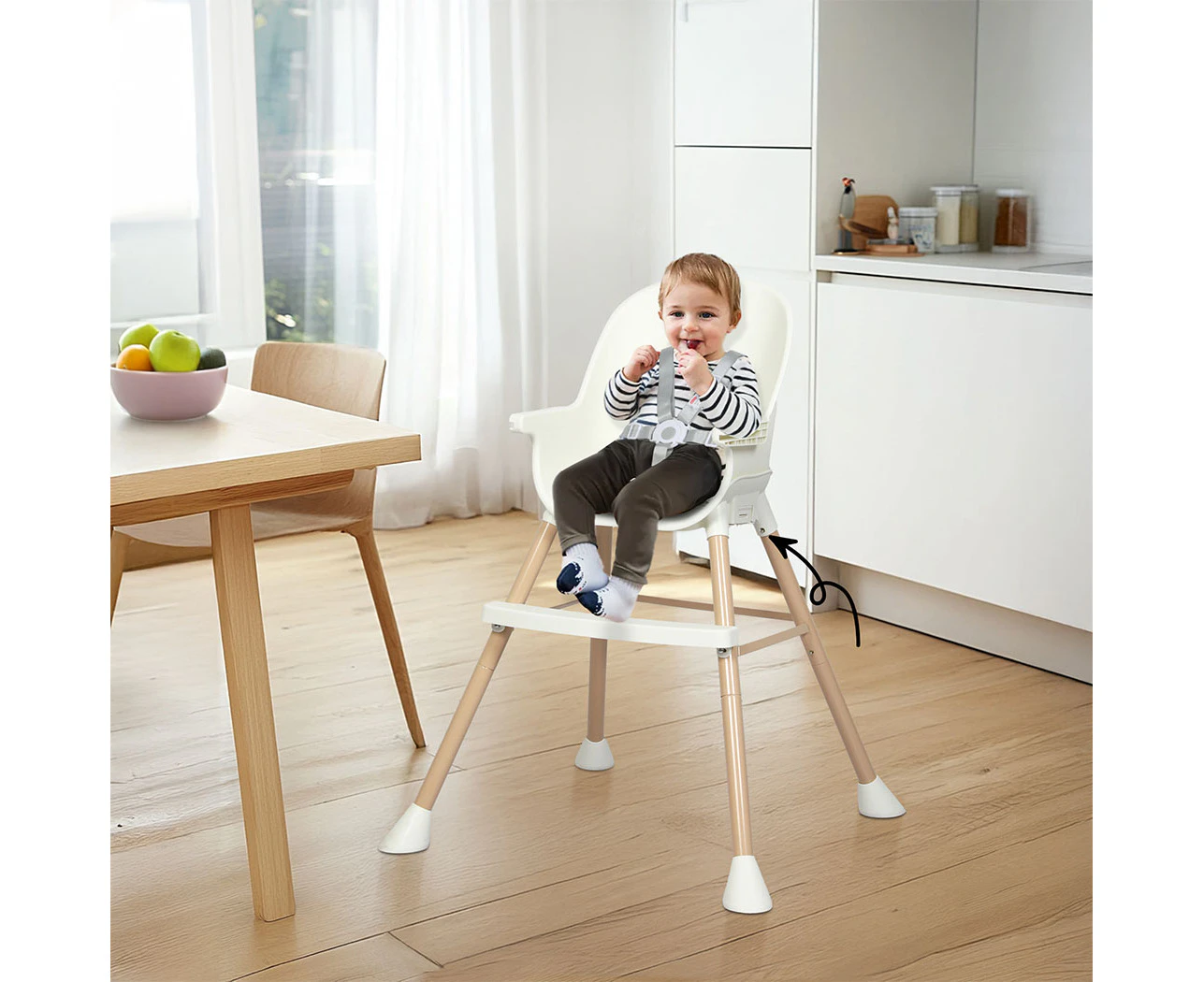 Bopeep Baby High Chair 6-In-1 Removable Seat and Trays Adjustable Height Eating