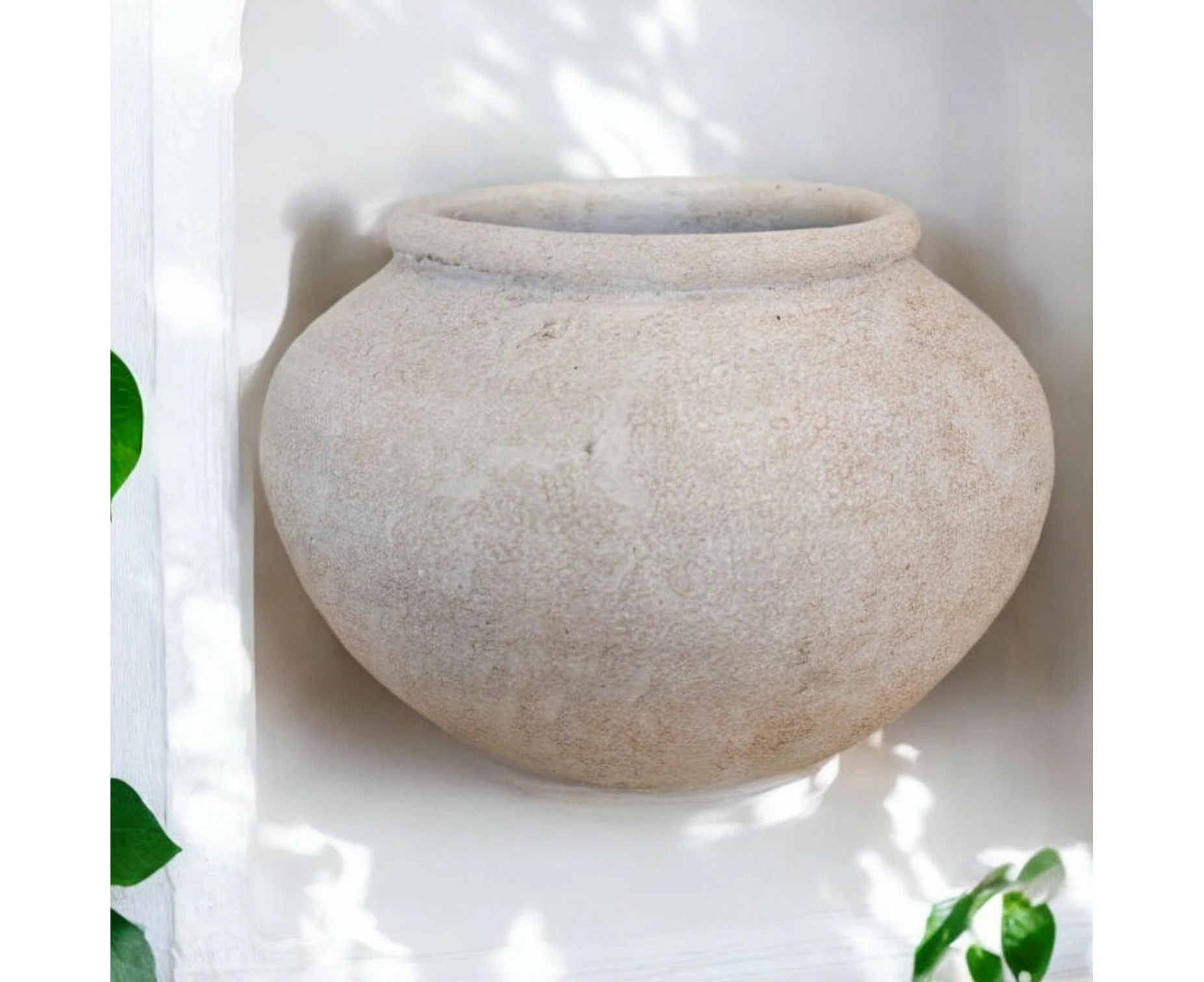 White Rustic Oval Vase