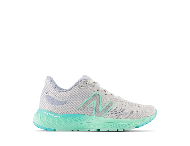 New Balance Girls' Fresh Foam X 880v12 Running Shoes - Light Aluminum/Bright Mint