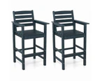 Costway 2x Outdoor Dining Chair Bar Chairs w/Wide Armrests & Footrest Patio Lounge Furniture Navy