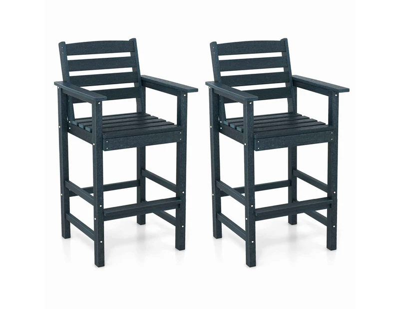 Costway 2x Outdoor Dining Chair Bar Chairs w/Wide Armrests & Footrest Patio Lounge Furniture Navy