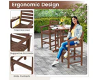 Costway 2x Outdoor Dining Chair Bar Chairs w/Wide Armrests & Footrest Patio Lounge Furniture Brown