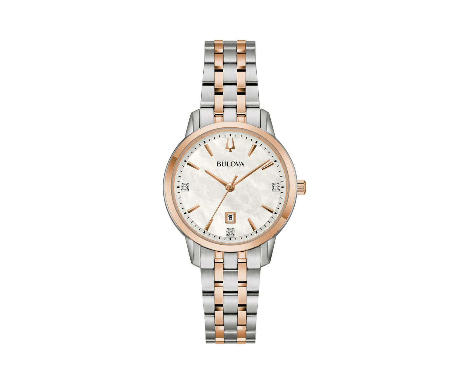 Bulova Ladies Classic Two-Tone Quartz Watch with Mother-of-Pearl Dial 98P213