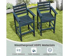 Costway 2x Outdoor Dining Chair Bar Chairs w/Wide Armrests & Footrest Patio Lounge Furniture Navy