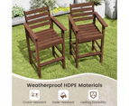 Costway 2x Outdoor Dining Chair Bar Chairs w/Wide Armrests & Footrest Patio Lounge Furniture Brown