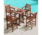 Costway 2x Outdoor Dining Chair Bar Chairs w/Wide Armrests & Footrest Patio Lounge Furniture Brown