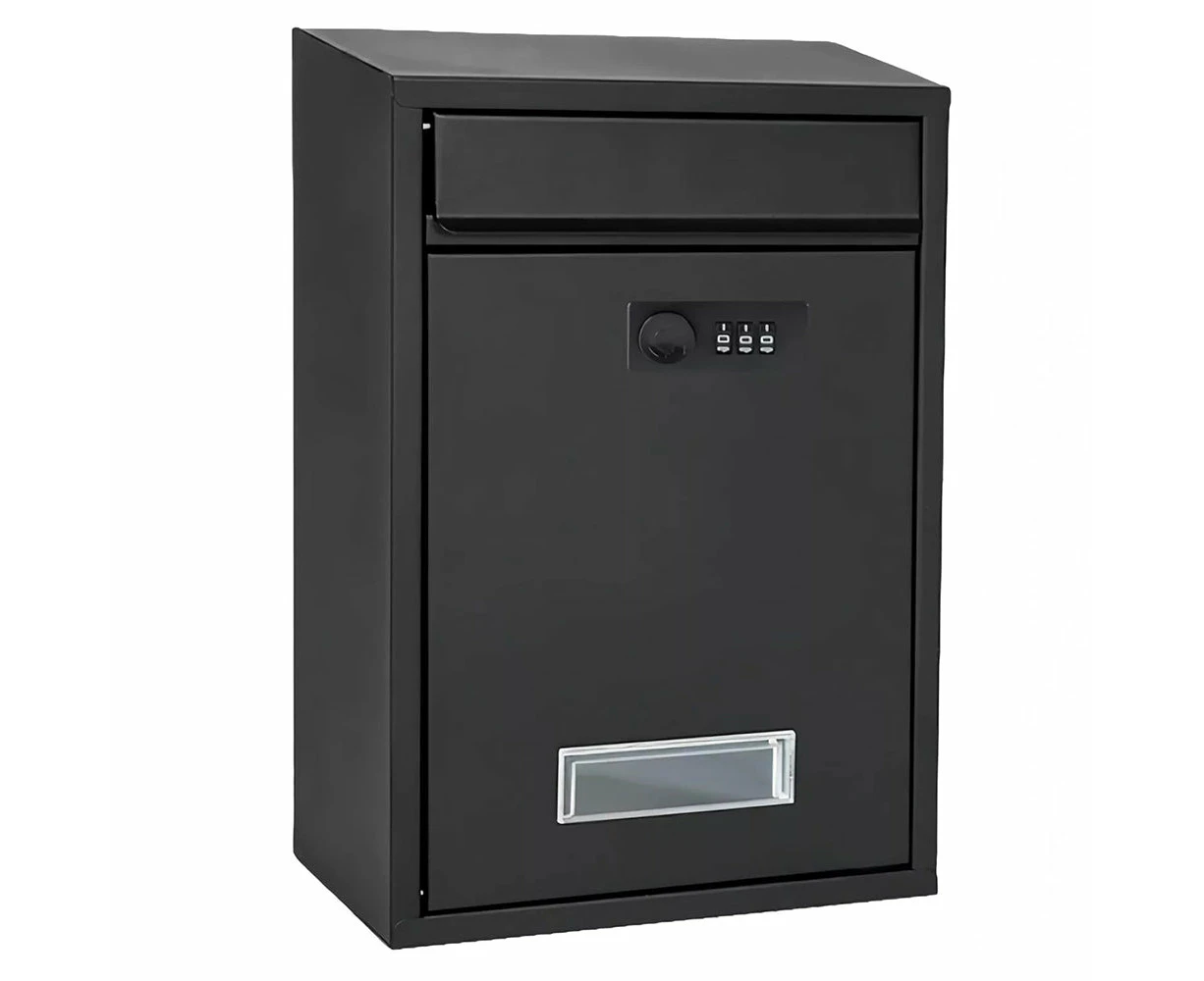 Wall-Mount Mailboxes with Combination Lock Hanging Secured Postbox for for House Home Outside - Black