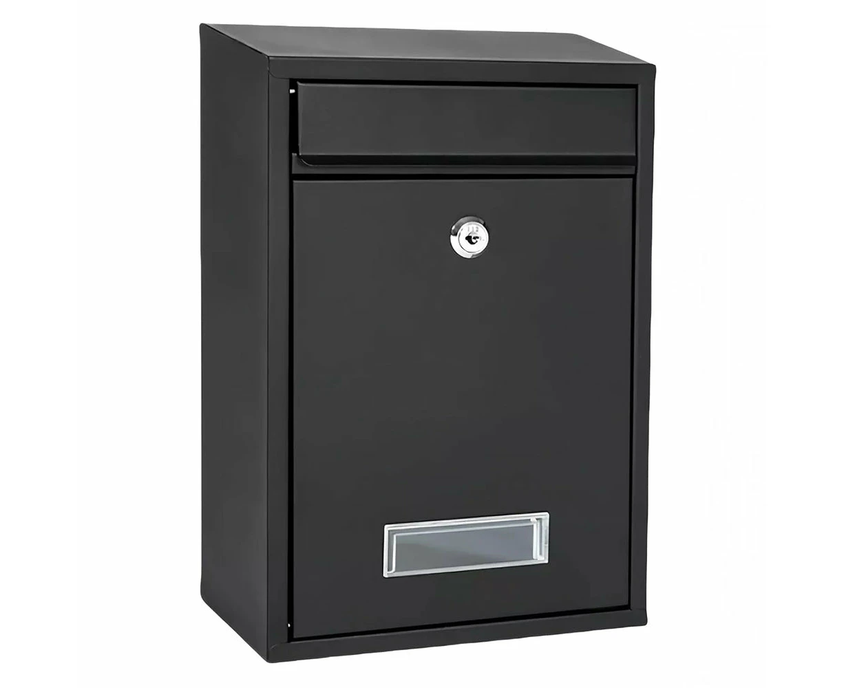 Safe Storage Dropbox Heavy Duty Steel Mailbox Locking Drop Box for Rent Payments Mail Key Cash Checks - Black