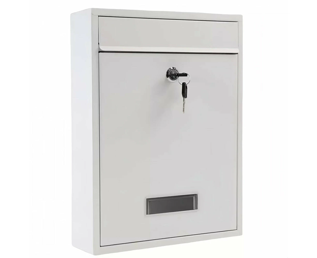 Safe Storage Dropbox Heavy Duty Steel Mailbox Locking Drop Box for Rent Payments Mail Key Cash Checks - White