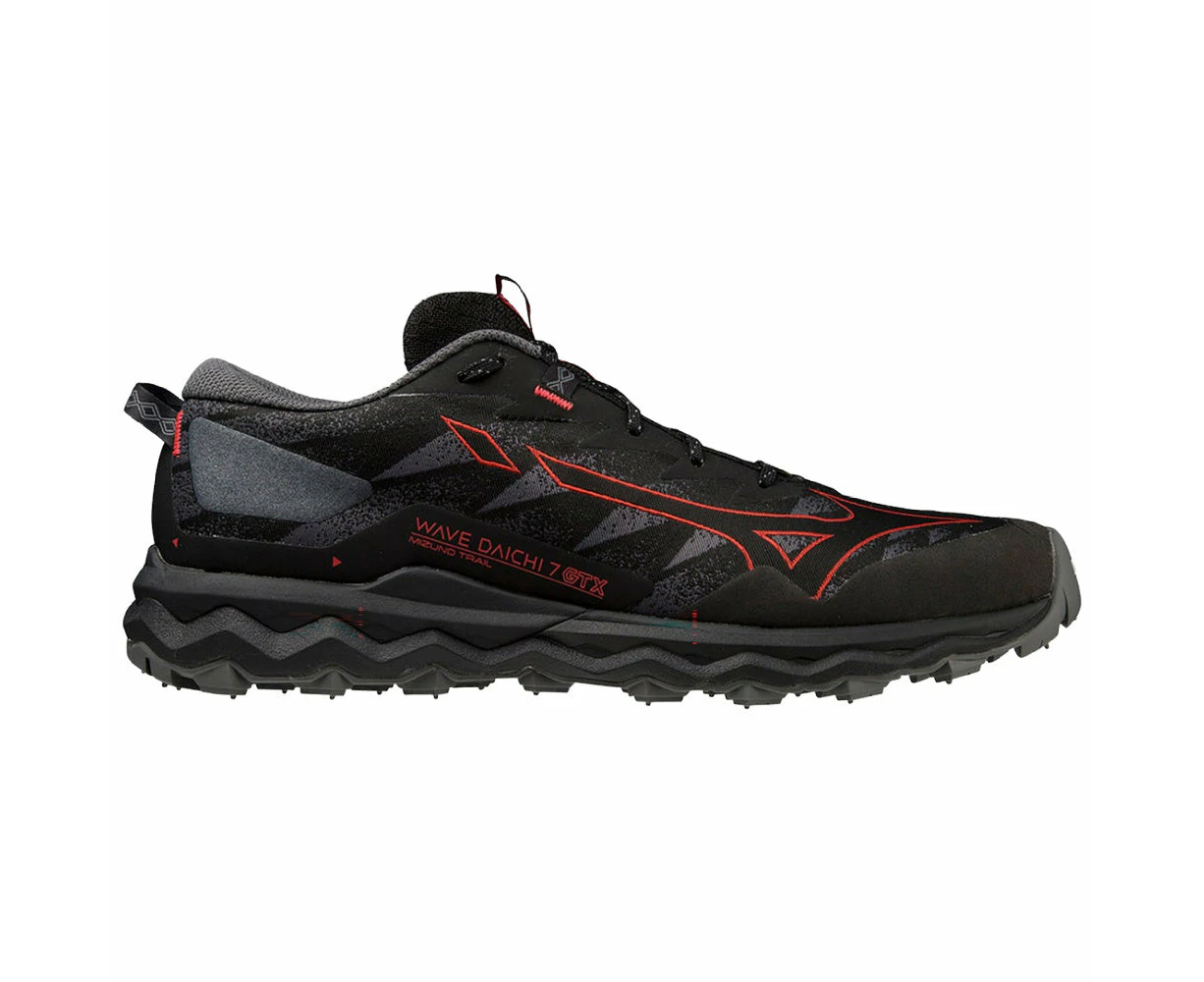 Mizuno | Mens Wave Daichi 7 GTX Goretex Waterproof Trail Running Hiking Shoes (Black Bittersweet/Iron Gate) - 13