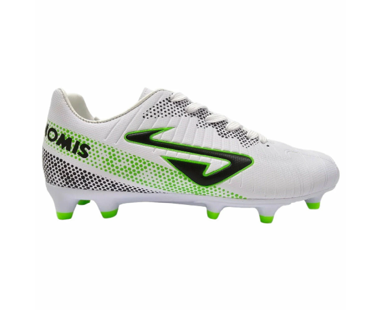 Nomis | Kids Prodigy 2.0 Firm Ground Football Boots (White/Black/Green) - 2